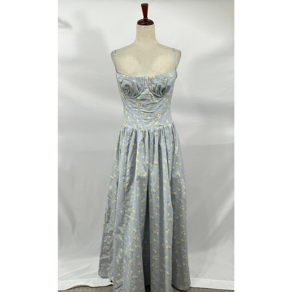 HOUSE OF CB Sz M Medium Bigger Cup Blue Dress Rona Blue Floral Corset - Picture 6 of 11